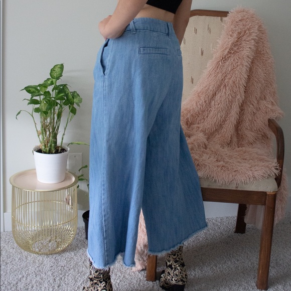 Rachel Roy Wide Leg Denim Pants w/ Frayed Hem / 29 - Picture 2 of 4